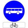Panneau Obligation d'une voie réservée au bus autorisée aux cycles